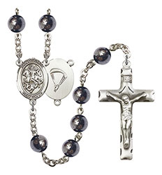 St. George/Paratrooper 8mm Hematite Rosary R6003S-8040S7