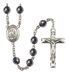 St. Gerard Majella 8mm Hematite Rosary R6003S-8042