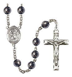 St. John the Baptist 8mm Hematite Rosary R6003S-8054