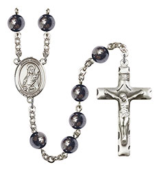 St. Lucia of Syracuse 8mm Hematite Rosary R6003S-8065