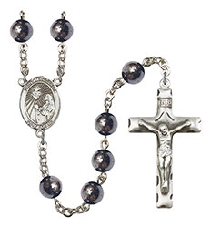 St. Margaret Mary Alacoque 8mm Hematite Rosary R6003S-8072