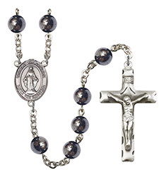 Virgen Milagrosa 8mm Hematite Rosary R6003S-8078SP