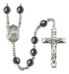 St. Sarah 8mm Hematite Rosary R6003S-8097