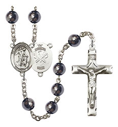 Guardian Angel/Nat&#39;l Guard 8mm Hematite Rosary R6003S-8118S5