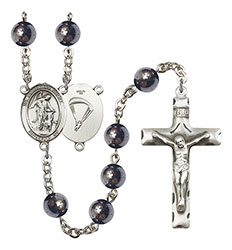 Guardian Angel/Paratrooper 8mm Hematite Rosary R6003S-8118S7