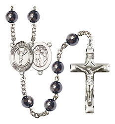 St. Sebastian/Cheerleading 8mm Hematite Rosary R6003S-8170