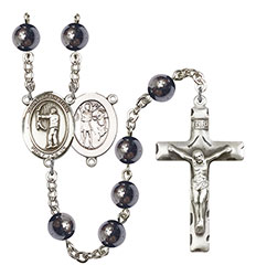 St. Sebastian/Archery 8mm Hematite Rosary R6003S-8189