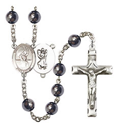 St. Christopher/Water Polo-Men 8mm Hematite Rosary R6003S-8198