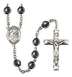 St. Aloysius Gonzaga 8mm Hematite Rosary R6003S-8225
