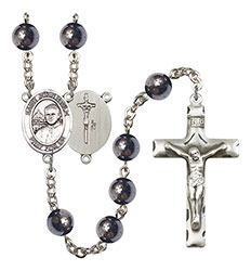 St. John Paul II 8mm Hematite Rosary R6003S-8234