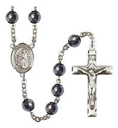 St. Aaron 8mm Hematite Rosary R6003S-8254