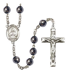 St. John Vianney 8mm Hematite Rosary R6003S-8282