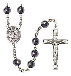 Virgen de la Merced 8mm Hematite Rosary R6003S-8289SP