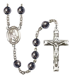 St. Amelia 8mm Hematite Rosary R6003S-8313