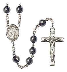 St. Louis Marie de Montfort 8mm Hematite Rosary R6003S-8330