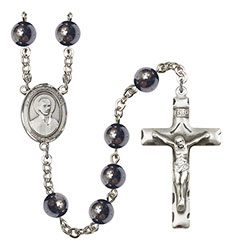 St. John Berchmans 8mm Hematite Rosary R6003S-8370