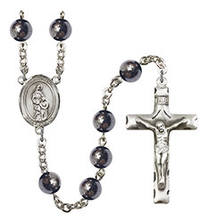 St. Anne 8mm Hematite Rosary R6003S-8374
