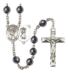 St. Christopher/Dance 8mm Hematite Rosary R6003S-8512