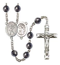 St. Sebastian/Dance 8mm Hematite Rosary R6003S-8612