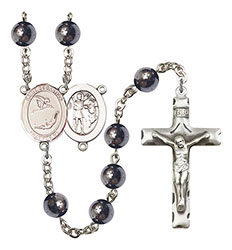 St. Sebastian/Gymnastics 8mm Hematite Rosary R6003S-8613