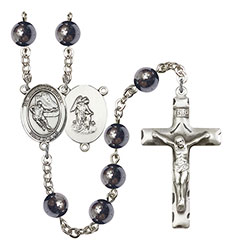 Guardian Angel/Hockey 8mm Hematite Rosary R6003S-8704