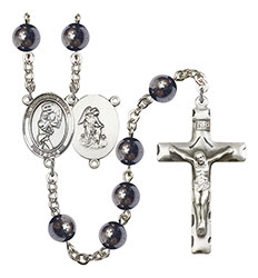 Guardian Angel/Softball 8mm Hematite Rosary R6003S-8707