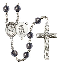 Guardian Angel/Track&amp;Field 8mm Hematite Rosary R6003S-8710