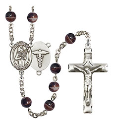 St. Agatha/Nurse 7mm Brown Rosary R6004S-8003S9