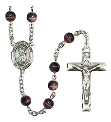 St. Christopher 7mm Brown Rosary R6004S-8022E