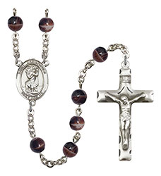 St. Christopher 7mm Brown Rosary R6004S-8022