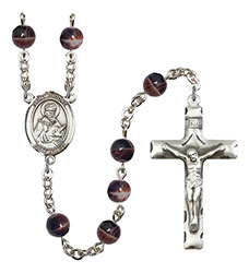 St. Isidore of Seville 7mm Brown Rosary R6004S-8049