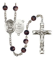 St. Michael/Coast Guard 7mm Brown Rosary R6004S-8076S3