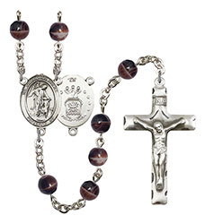 Guardian Angel/Air Force 7mm Brown Rosary R6004S-8118S1