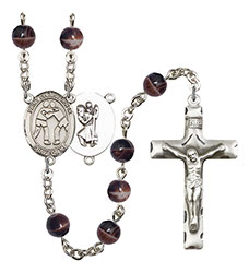 St. Christopher/Wrestling 7mm Brown Rosary R6004S-8159