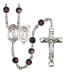 St. Sebastian/Golf 7mm Brown Rosary R6004S-8162