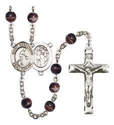 St. Sebastian/Basketball 7mm Brown Rosary R6004S-8163