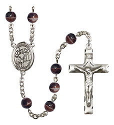 St. Vitus 7mm Brown Rosary R6004S-8368