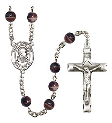 ST. JOHN XXIII 7mm Brown Rosary R6004S-8455