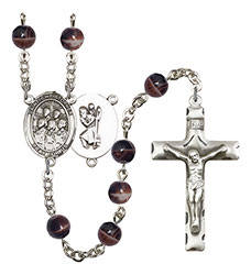 St. Christopher/Choir 7mm Brown Rosary R6004S-8514