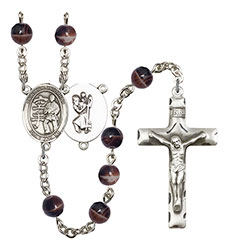 St. Christopher/Karate 7mm Brown Rosary R6004S-8515