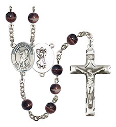 St. Christopher/Lacrosse 7mm Brown Rosary R6004S-8516