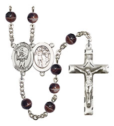 St. Sebastian/Baseball 7mm Brown Rosary R6004S-8600