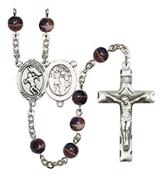 St. Sebastian/Track &amp; Field-Woman 7mm Brown Rosary R6004S-8610