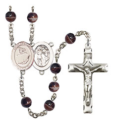 St. Sebastian/Gymnastics 7mm Brown Rosary R6004S-8613