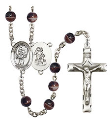 Guardian Angel/Baseball 7mm Brown Rosary R6004S-8700