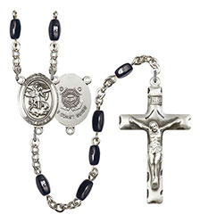 St. Michael/Coast Guard 8x5mm Black Onyx Rosary R6005S-8076S3