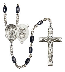 Guardian Angel/Navy 8x5mm Black Onyx Rosary R6005S-8118S6