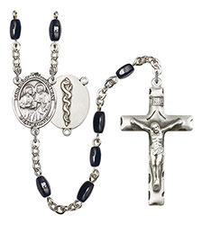 Sts. Cosmas &amp; Damian/Doctors 8x5mm Black Onyx Rosary R6005S-8132S8