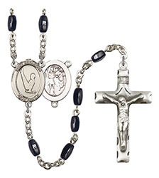 St. Sebastian/Gymnastics 8x5mm Black Onyx Rosary R6005S-8172