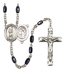 St. Sebastian/Lacrosse 8x5mm Black Onyx Rosary R6005S-8174